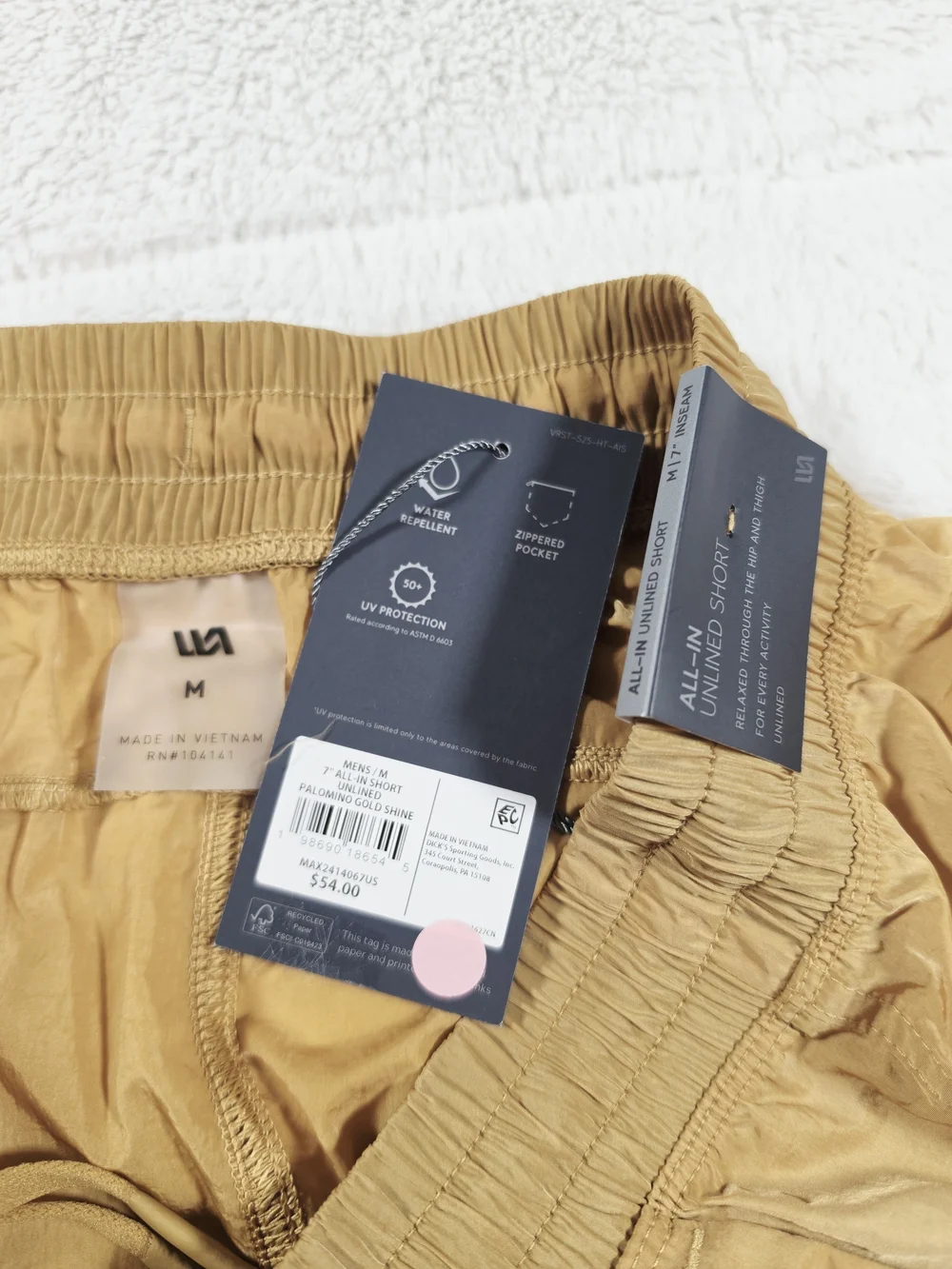 VRST Men's Gold Hybrid Unlined Shorts